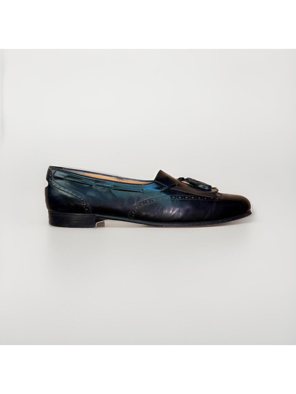 Salvatore Ferragamo Black Leather Kiltie Tassel Loafers Men’s Size 10 D Italy